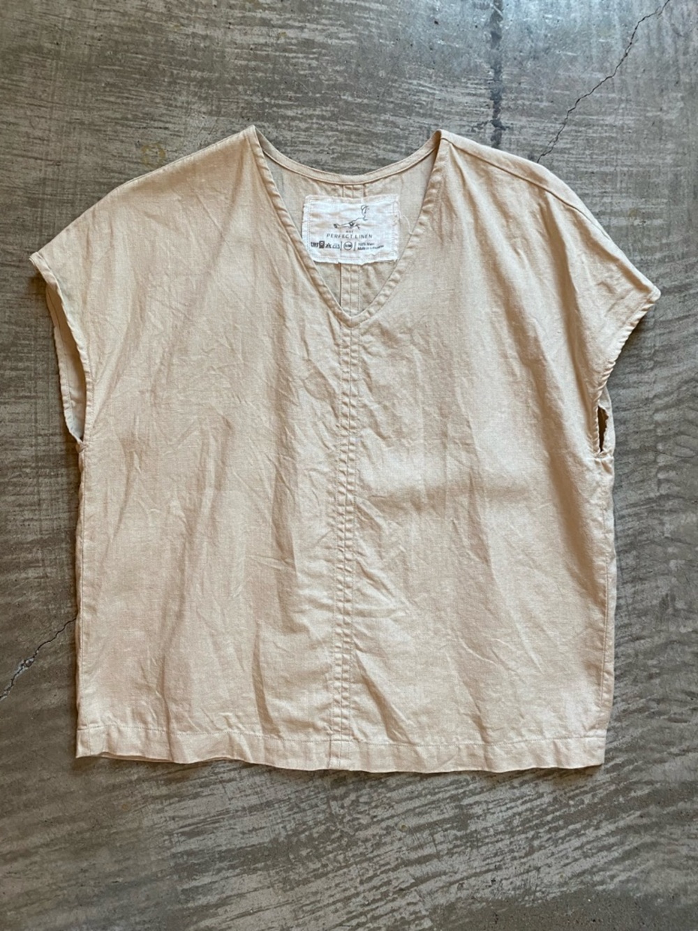 notPERFECTLINEN Malta Linen Top Oat Milk S/M